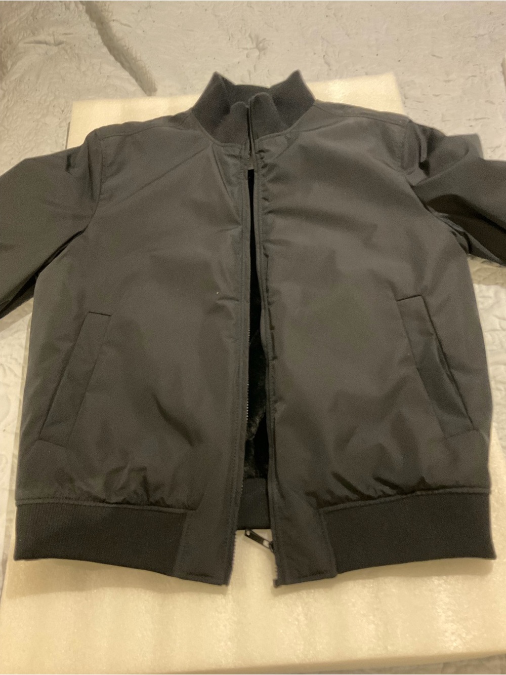 Zara Men's Black Bomber Jacket with Ribbed Trim